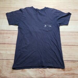Active Mens Pocket T-Shirt Medium Navy Blue Skateboarding Cotton Short Sleeve